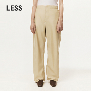 LESS春通勤宽松层次感立体剪裁直筒休闲长裤 子2O2E12620