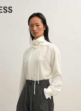 【商场同款】LESS2025秋新款H型宽松立领通勤长袖衬衣2P9217740