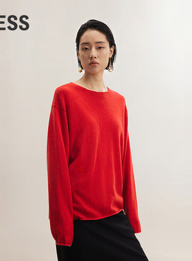 【0压系列】LESS冬简约长袖针织衫低圆领套头羊绒毛衫女2OB312750