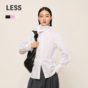 LESS春秋纯色衬衫 衬衣2N8211480 女不规则小众设计感休闲立领长袖