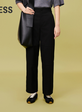 LESS春精纺环保布绵羊毛切割工艺通勤风高腰休闲西装裤2O2E11270