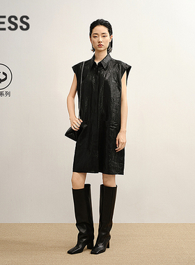 【商场同款】LESS2025年秋新款亚麻直筒休闲无袖连衣裙2P7G14750