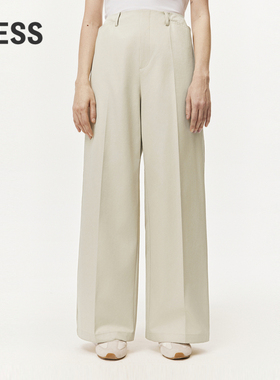 LESS春棉质阔腿裤垂感舒适宽松堆叠感松弛慵懒休闲长裤2O2E10570