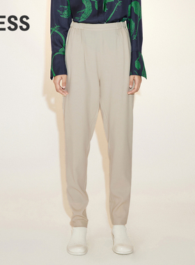 LESS绵羊毛裤子女宽松休闲小脚萝卜裤2N1E13190