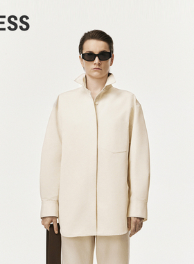 LESS春高密涤纶通勤宽松白色衬衫夹克质感精工外套女2O2211570