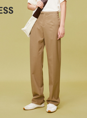 LESS春立体剪裁高腰显瘦垂坠高质感直筒合身西装裤2O2E12090