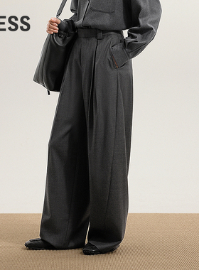 【商场同款】LESS2025年冬新款绵羊毛休闲通勤阔腿长裤2PAE1503H