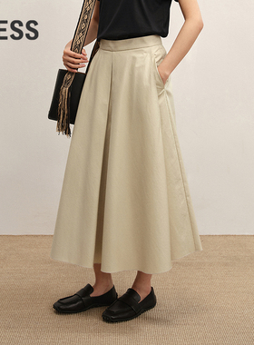 【商场同款】LESS2025年秋新款全棉休闲阔腿九分裙裤2P7E17350