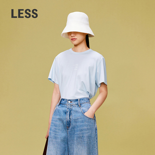 LESS全棉logo短袖 宽松圆领套头上衣2O4111960 T恤女休闲基础款
