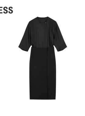 LESS秋休闲简约长袖时尚长裙通勤风设计感连衣裙女2O8G1475H