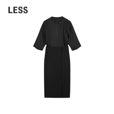 LESS秋休闲简约长袖时尚长裙通勤风设计感连衣裙女2O8G1475H