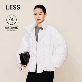 LESS冬简约立领宽松直筒单排扣短款长袖羽绒服女2OAC12600