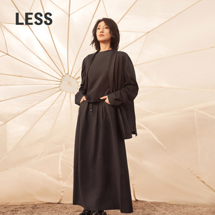 LESS春季 精工系列 绵羊毛休闲直筒半身裙2N3D1471A 迅系列