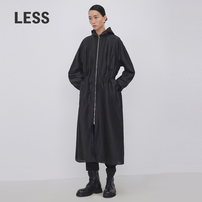 【精工系列】LESS秋季亚麻风衣女抽褶收腰立领外套2N89102