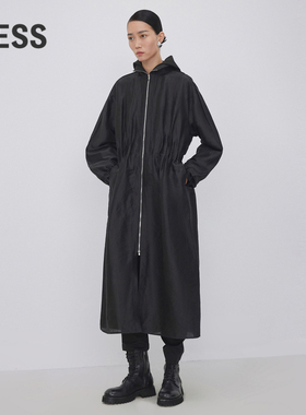 【精工系列】LESS秋季亚麻风衣女抽褶收腰立领外套2N8910220