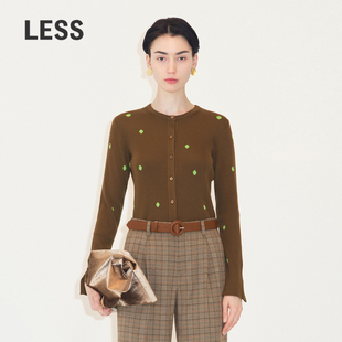 绵羊毛 针织毛衫 LESS新款 独特别致开衫 2M8310240 波点复古短款