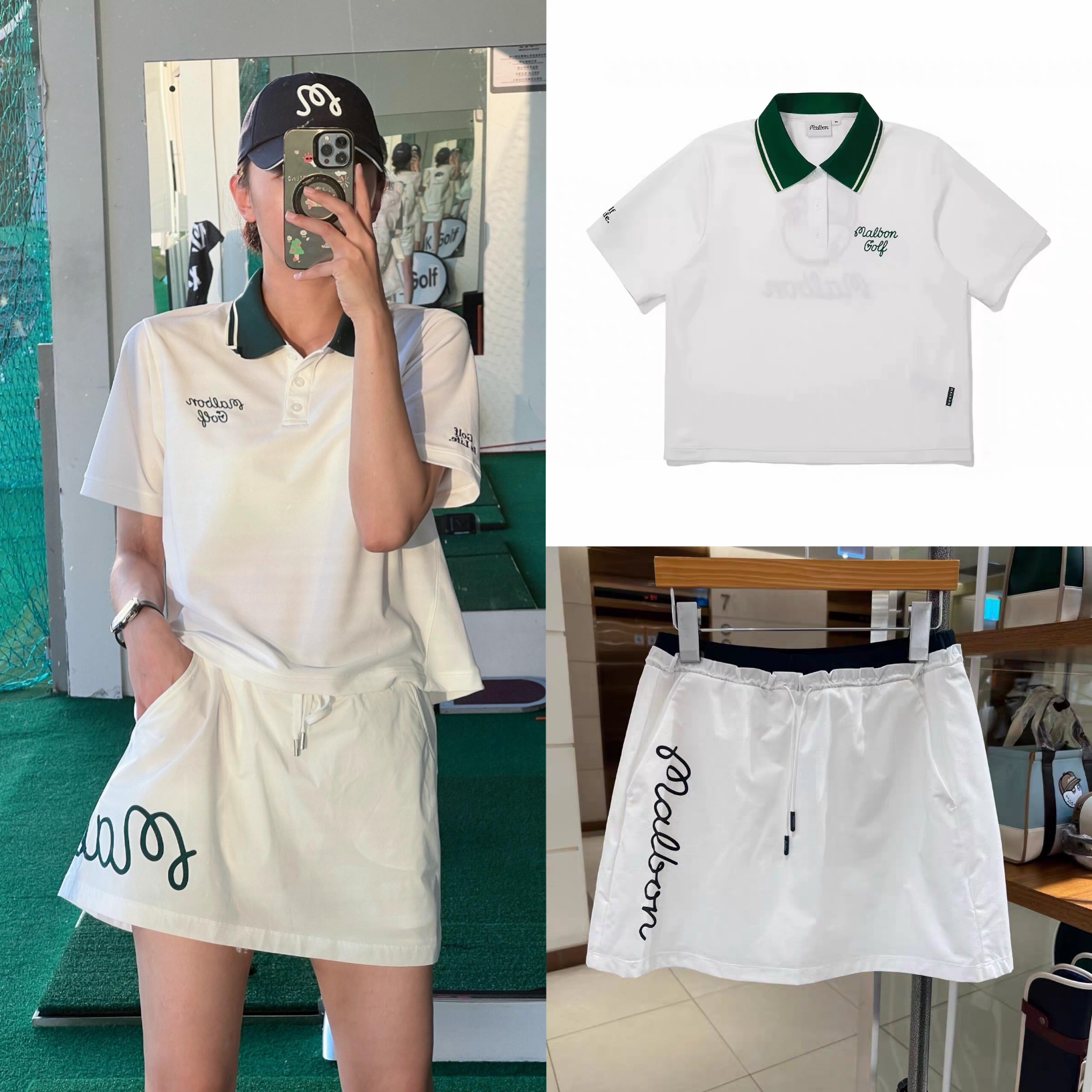 韩国malbon高尔夫球服女士夏季新款时尚百搭运动休闲短袖T恤套装