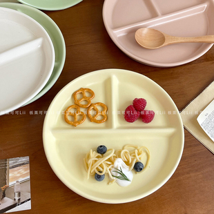 儿童分格餐盘211减脂分格盘ins风高颜值家用陶瓷一人食三格分餐盘
