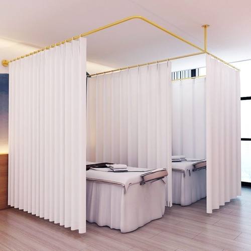 美容院养生馆窗帘杆隔断帘艾灸理疗床围遮挡支撑架L型简约不透人