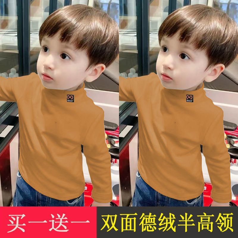 男女中小童长袖T恤加绒打底衫