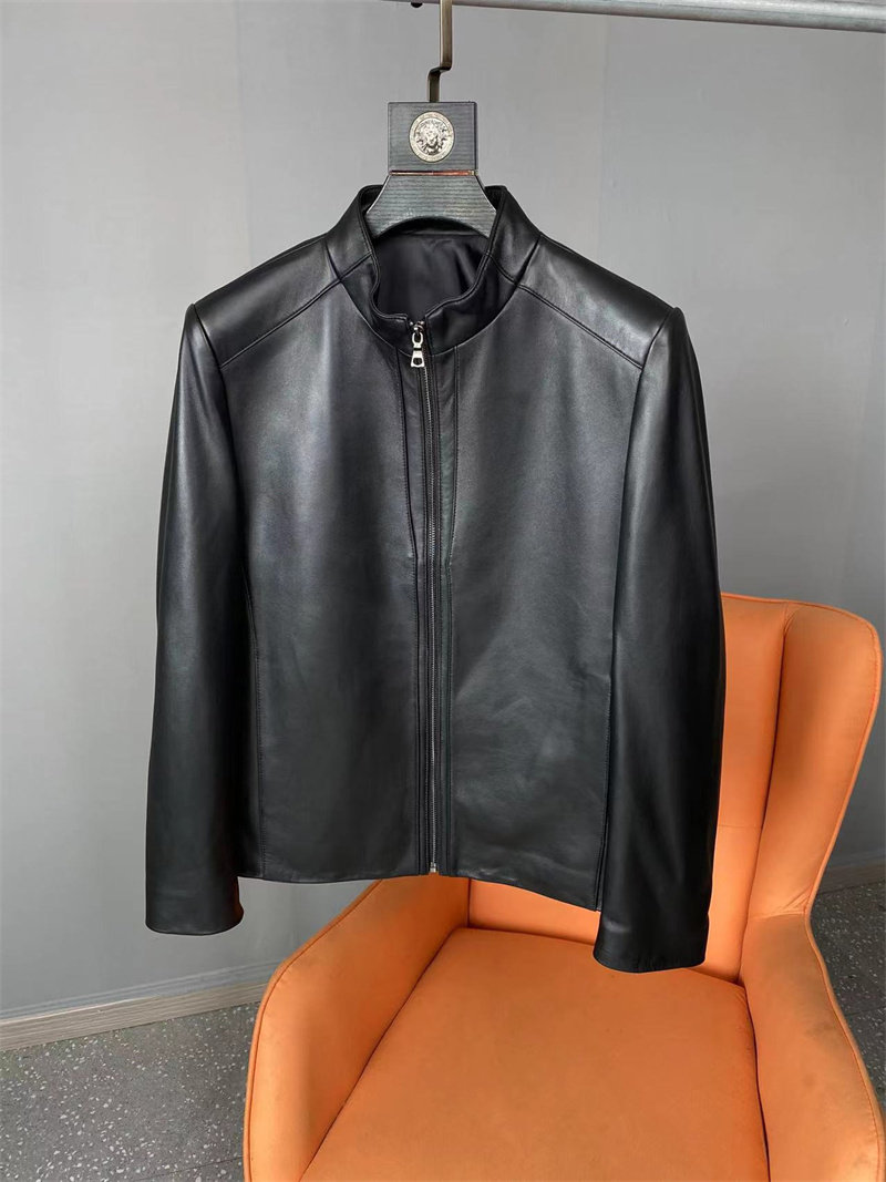 柜3K+进口绵羊皮~秋冬男士高端时尚帅气休闲立领夹克真皮皮衣外套