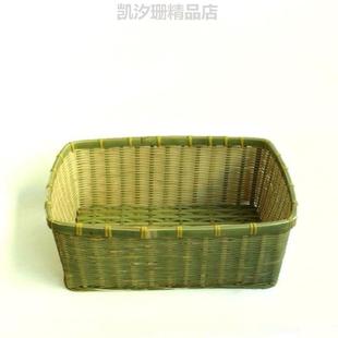 馒头竹筐手工筐家用盛馍超市大长方形竹编筐{收纳方筐农用竹框