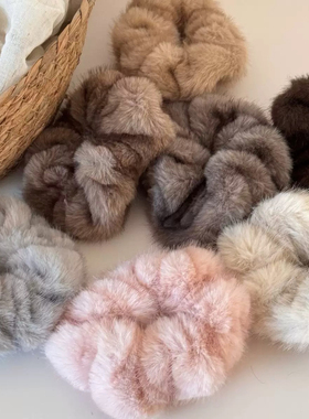 Raffia奶fufu秋冬大肠圈头绳可爱马尾软糯仿皮草温柔毛绒扎发圈