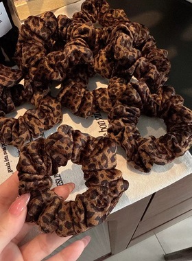 Raffia豹纹发圈合集小肠圈复古法式绒面素圈褶皱高弹马尾丸子头饰