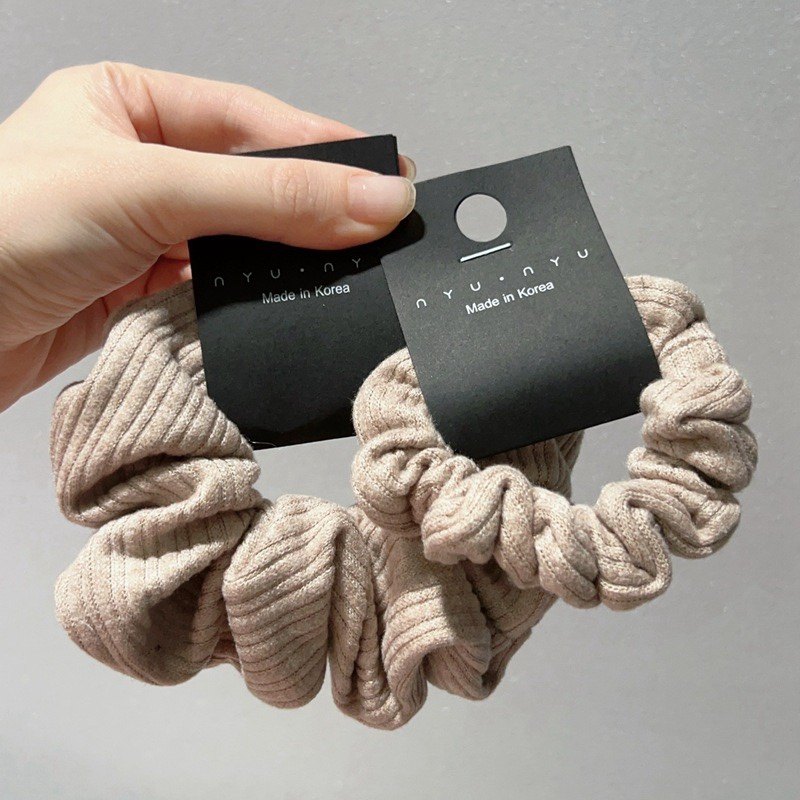 Raffia百搭褶皱大中小号大肠发圈纯色针织感简约头绳复古扎发绳