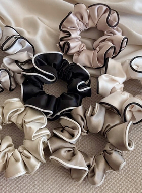 Raffia木耳边中号缎面发圈高级感品质日常通勤头圈扎马尾气质发饰