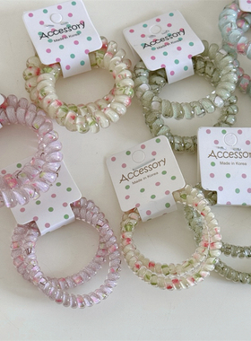 Raffia小清新风电话线发圈女甜美可爱日常高弹发绳浅色发饰2条装