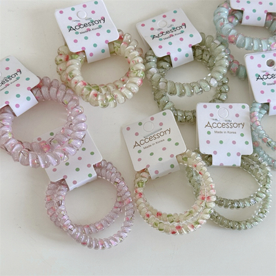 Raffia小清新风电话线发圈女甜美可爱日常高弹发绳浅色发饰2条装