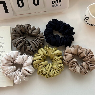 Raffia纯色褶皱缎面大肠发圈高弹力品质气质简约净版扎头绳发绳