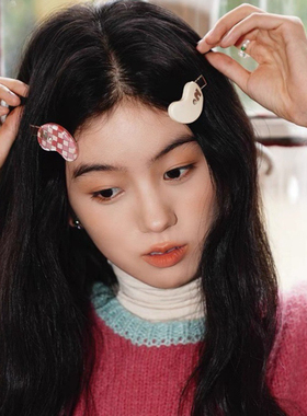 Raffia可爱复古醋酸发卡边夹腰果刘海夹时尚彩色鸭嘴夹发饰发夹