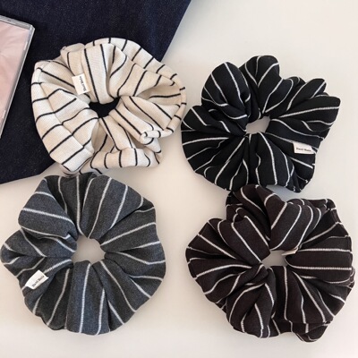 Raffia韩系针织条纹大肠发圈