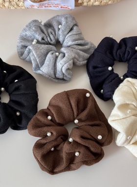 Raffia软糯针织发圈珍珠高颜值丸子头扎发大肠圈高马尾气质头绳