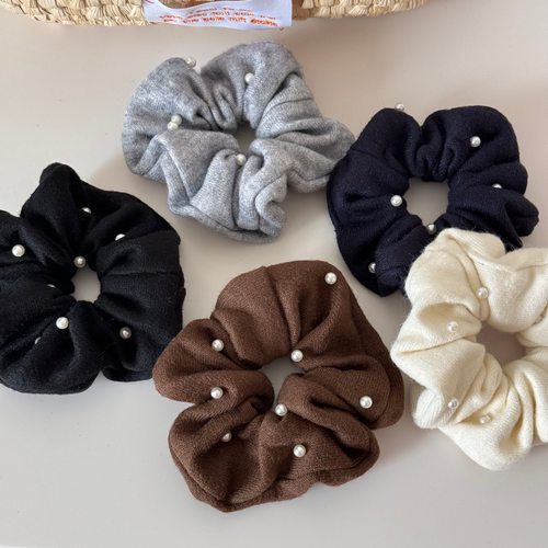 Raffia软糯针织发圈珍珠高颜值