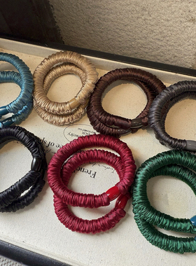 Raffia深色系小号面膜圈日常基础小肠发圈高弹褶皱简约纯色头绳