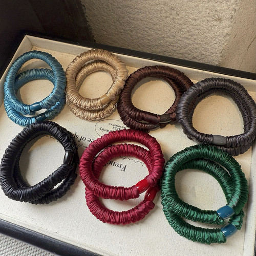 Raffia深色系小号面膜圈日常基础小肠发圈高弹褶皱简约纯色头绳