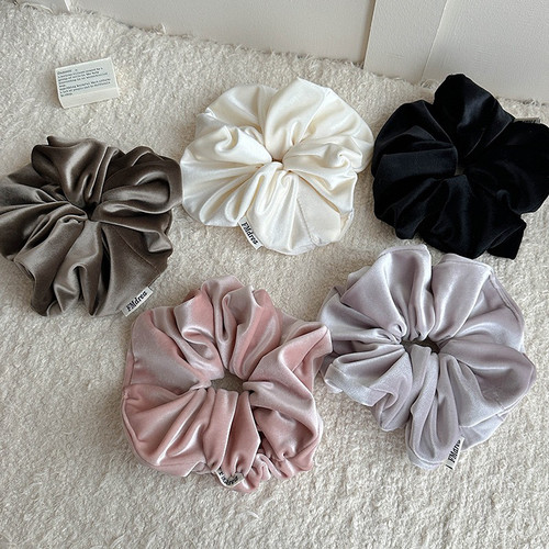 Raffia超大号柔软纯色大肠发圈婴儿绒头花中号丝绒发绳质感发饰