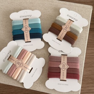 Raffia加宽4条装高弹力毛巾圈耐用皮筋扎头发绳头饰无缝马尾发圈