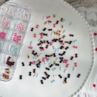 迷你蝴蝶结美甲饰品混装 kt彩色可爱卡通领结diy穿戴甲树脂钻饰