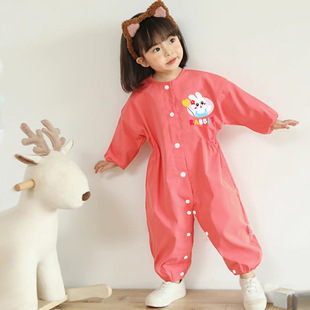 宝宝连体罩衣爬行服婴儿一体护衣儿童全身防水防脏爬爬服哈服秋冬