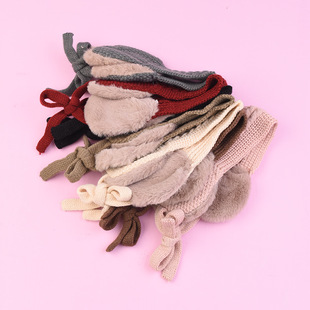 韩版纯色麻花儿童针织耳罩冬天防寒毛线耳套男女宝宝毛绒保暖耳罩