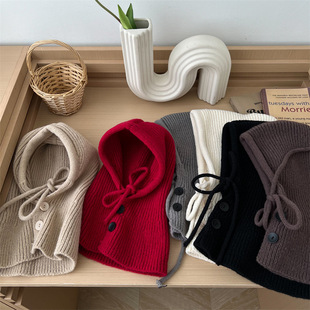 儿童巴拉克拉法帽子洋气秋冬针织帽宝宝保暖脖套包头帽毛线帽护脖