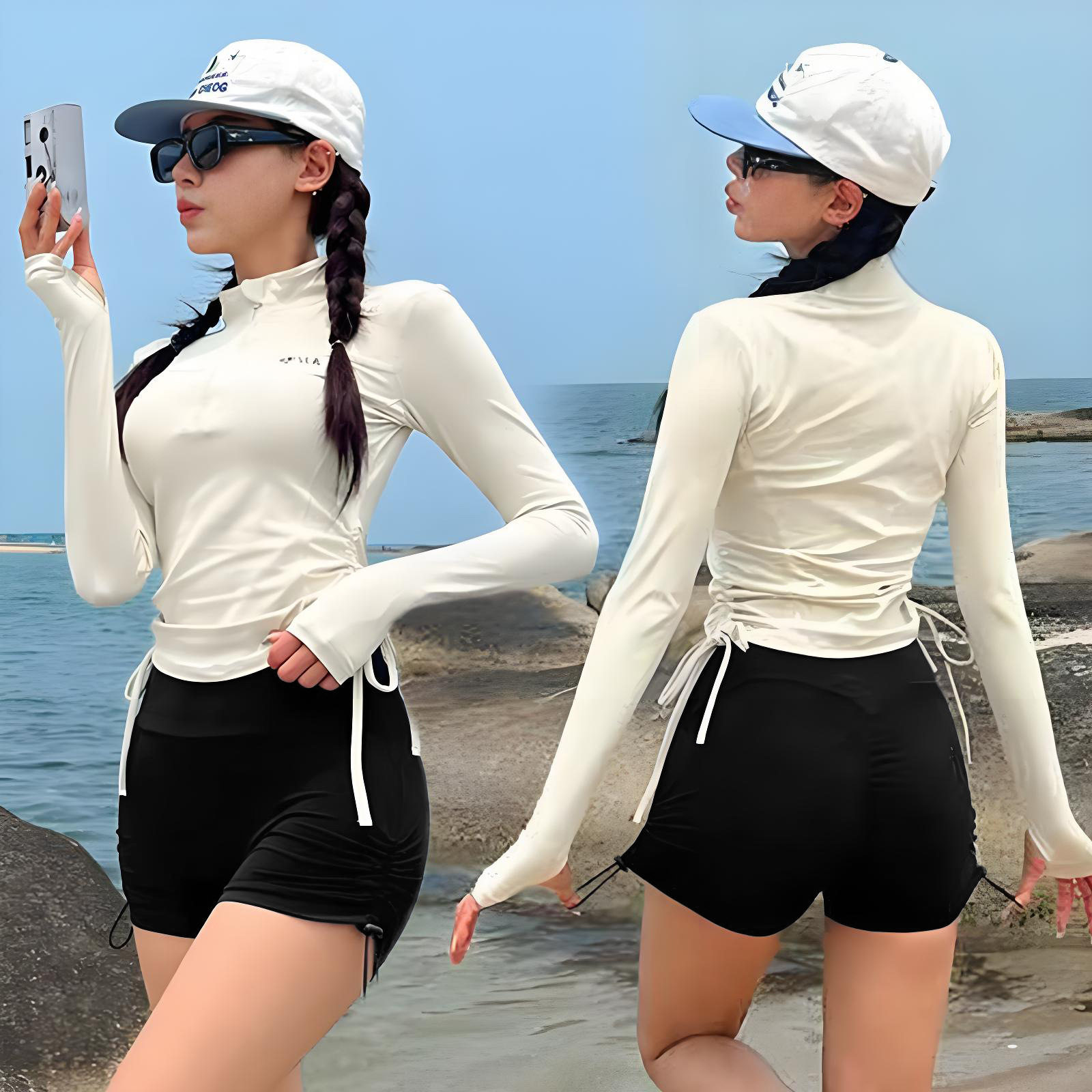 泳衣女款分体运动套装长袖长裤防晒学生保守显瘦遮肉游泳温泉