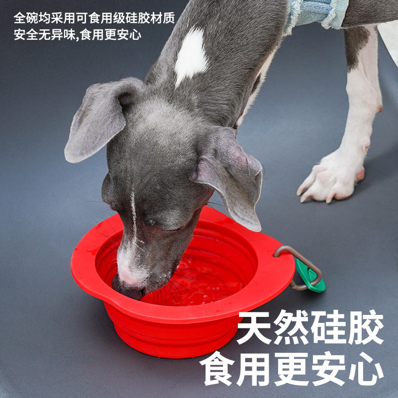 zeze苹果橘子硅胶折叠宠物碗保护颈椎狗碗防打翻猫咪猫粮饮水猫碗
