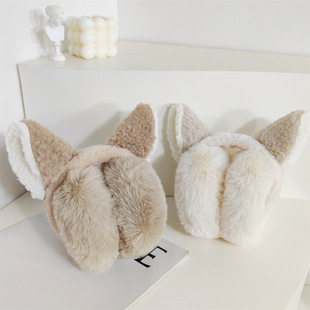 可爱毛绒精灵耳朵折叠耳罩女生冬季狐狸耳朵防寒护耳朵耳包耳捂子