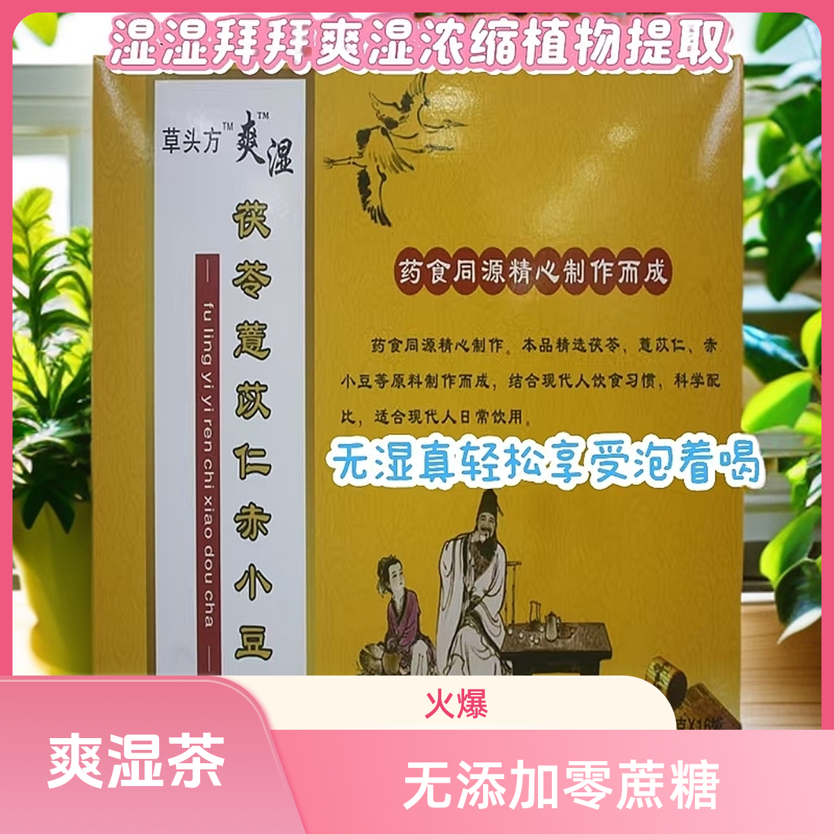 爽湿王茶茯苓赤小豆薏苡仁养生袋泡型花草茶无糖浓缩豪爽去消湿茶