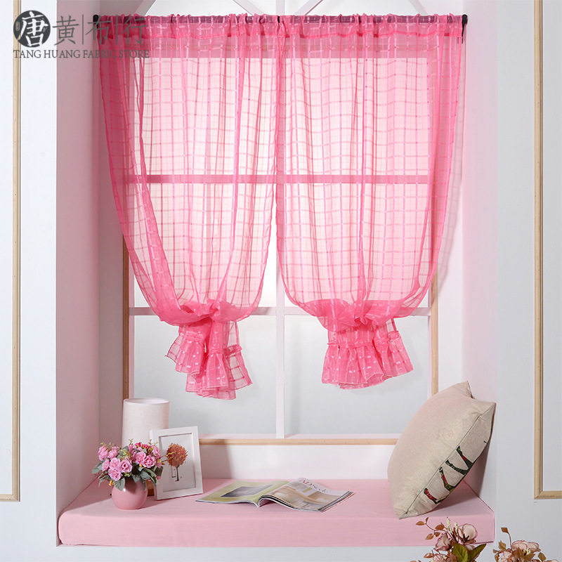 厂家多色短帘清新窗纱透纱成品速卖通Wish亚马逊Ebay成品窗纱